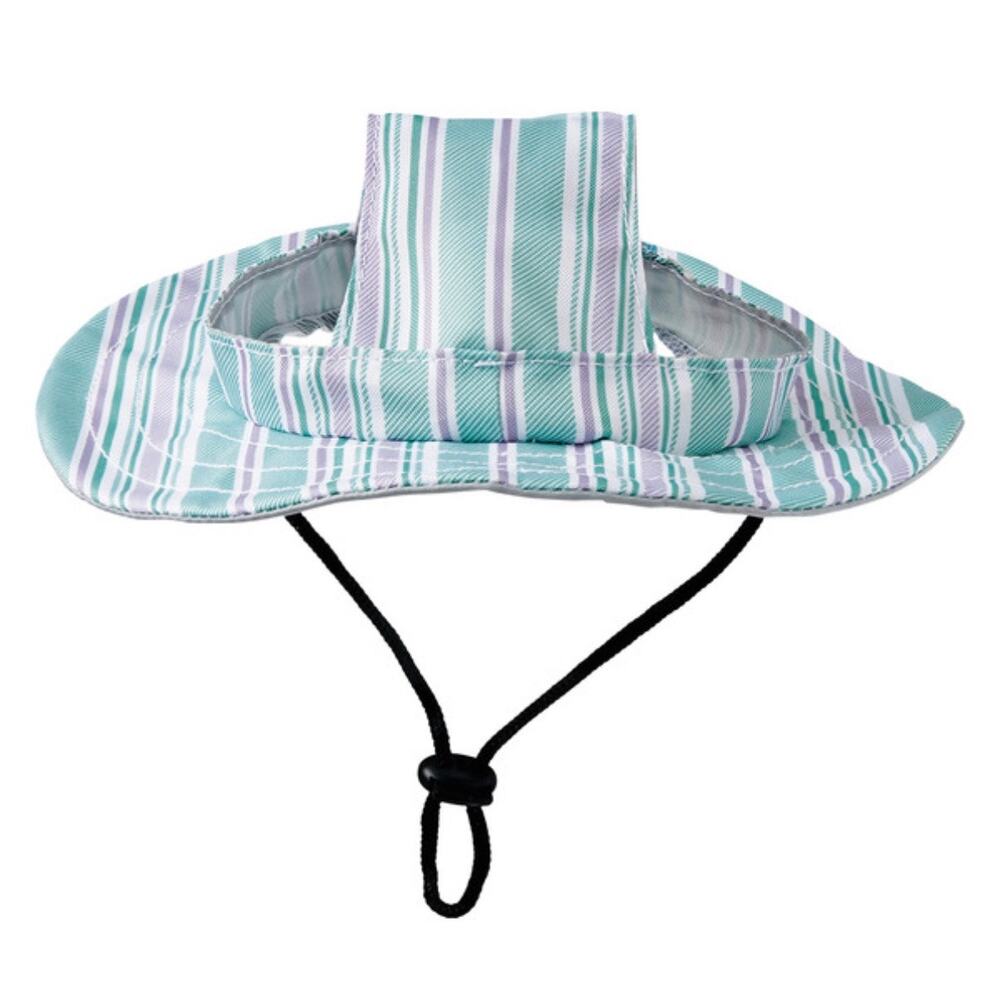 Heart to Tail Adjustable Blue Stripe Dog Hat -Size M/L